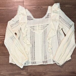 Sezane Cream Crochet Women's Top